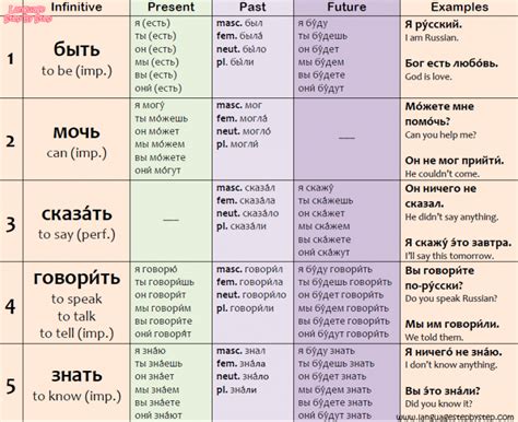 TOP 30 Russian Verbs Conjugation Examples Language Step By Step
