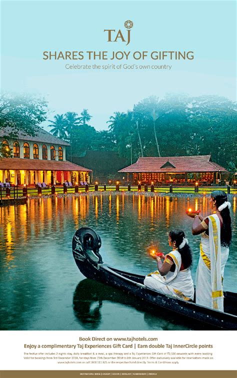 Taj Hotels Celebrate The Spirit Of Gods Own Country Kerala Ad Advert