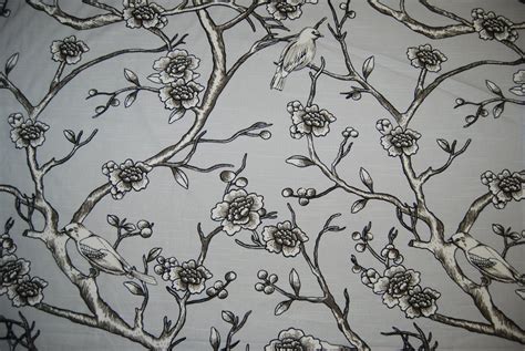 Dwell Studio Bird Floral Toile Print Modern Clean Lined Grey Cotton