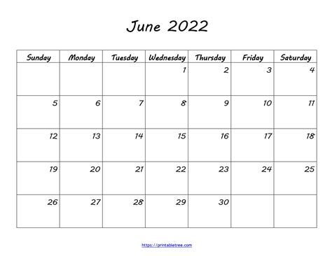 June 2022 Blank Printable Calendars 19 June 2022 Calendar Printable