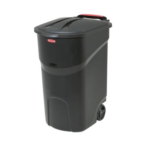 General Household Supplies Black Wheeled Trash Can With Lid Rubbermaid