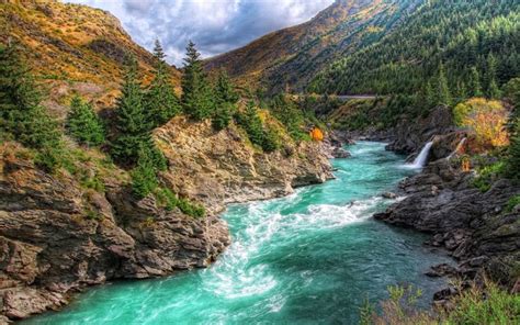 Download Wallpapers Mountain River Autumn Mountains Waterfall New