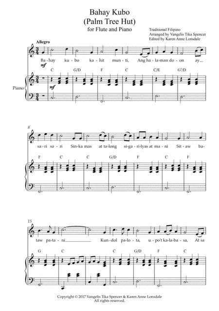 Bahay Kubo For Flute And Piano Music Sheet Download