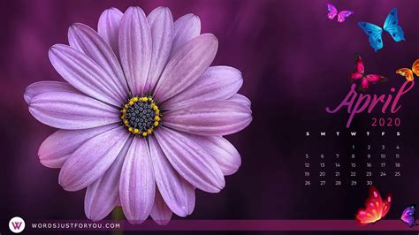 The fourth month of the year…. 6x HD April 2020 Calendar Wallpaper - 6006 | Words Just for You! - Free Downloads and Free Sharing