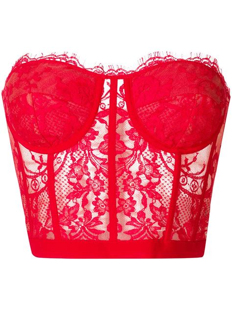 Alexander Mcqueen Lace Bustier Top Red Modesens Lace Bustier Top
