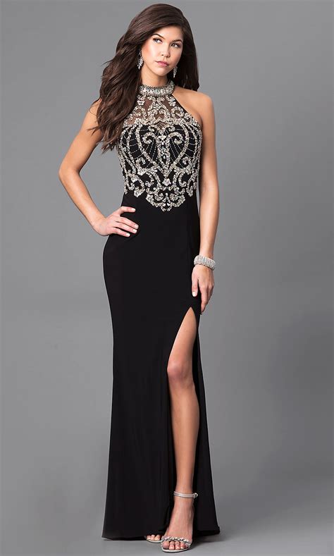 Want to look amazing at the dance? Jeweled Racerback Bodice Long Prom Dress - PromGirl