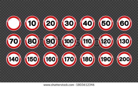 Set Speed Limit Signs Icons Vector Stock Vector Royalty Free