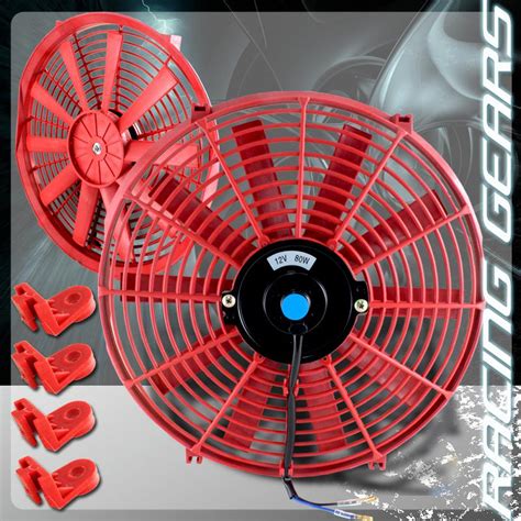 Buy Jdm 14 Red 1500 Cfm 2250 Rpm 12v Electric Cooling Slim Push Pull Radiator Fan In Walnut