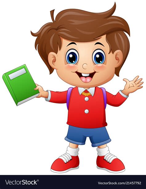 School Boy Holding A Book Royalty Free Vector Image