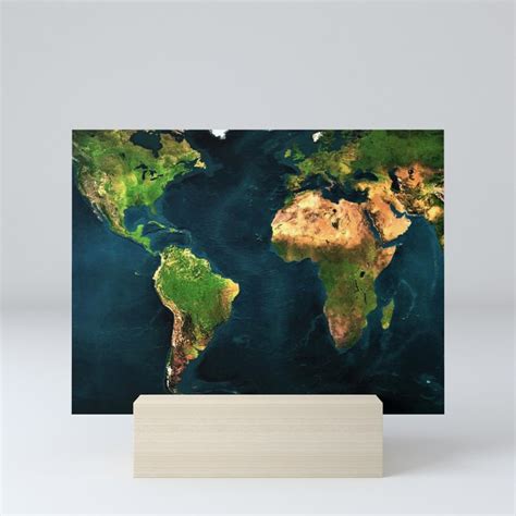 Map Of The World From Outer Space Satillite Image Art Mini Art Print By