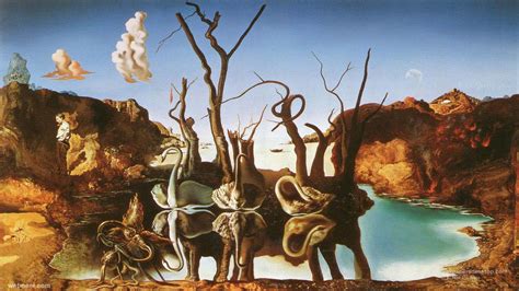 Reflection Elephants Illusion Paintings By Salvador Dali 2 Preview