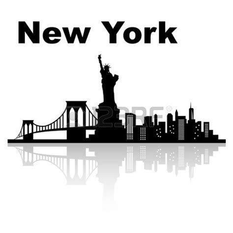 New York Skyline Black And White Vector Illustration Horizon New York New York Skyline