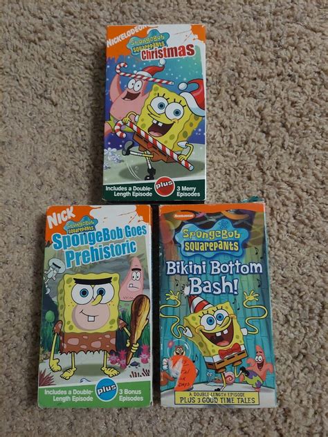 Nickelodeon Spongebob Squarepants Vhs Lot Christmas Prehistoric Bikini Bash Rare 97368791336 Ebay