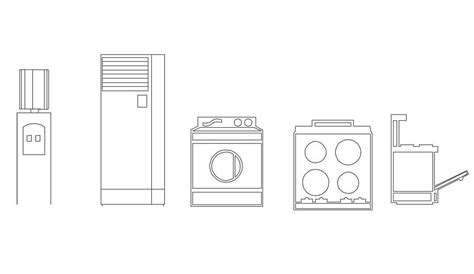 The Cad Drawing File Of The Different Types Of Washing Machine Block