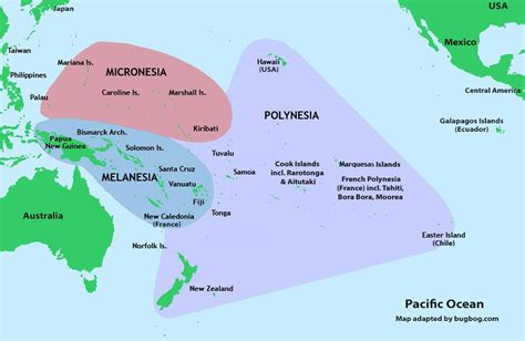 South Pacific Map Hawaii Polynesia Tahiti Fiji And New Zealand