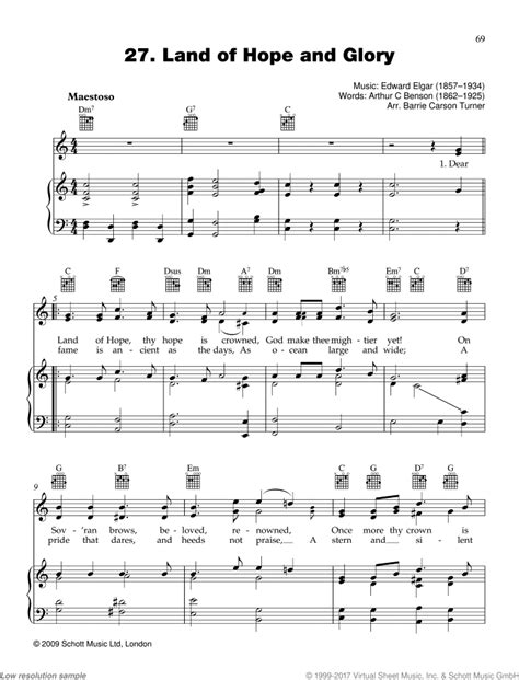 Land Of Hope And Glory Sheet Music For Voice Piano And Guitar