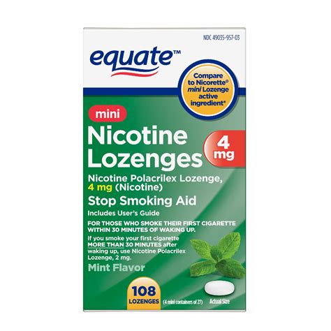 Equate Mint Flavor Mini Nicotine Lozenges 4 Mg 108 Count