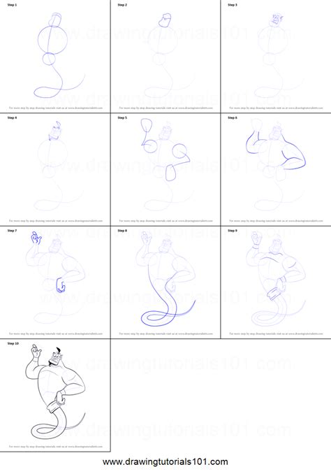 How To Draw The Genie From Aladdin Printable Step By Step Drawing Sheet