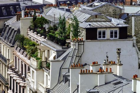 Paris Roofs Panoramic Overview At Summer Day Stock Photo By ©sorokopud