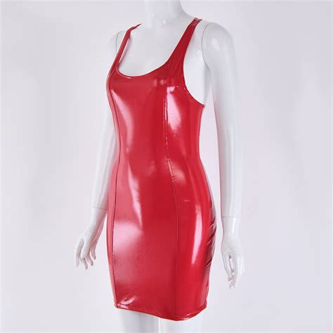 Sleeveless Bodycon Pu Leather Short Mini Dress Wetlook Night Clubwear Women Sex Ebay