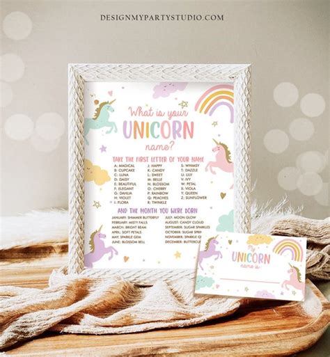 What Is Your Unicorn Name Game Unicorn Birthday Game Party Activity Magical Unicorn Rainbow