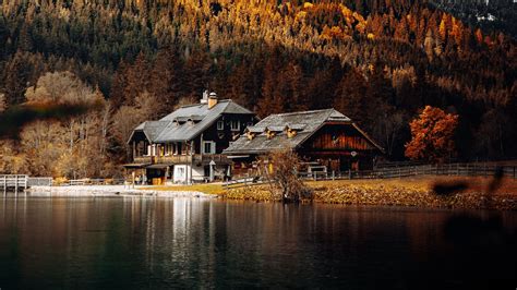Autumn Landscape House Lake Forest