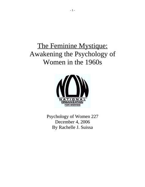 Pdf The Feminine Mystique Awakening The Psychology Of Women In The 1960s