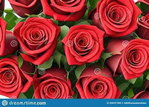 Close Up Of Bunch Of Red Roses Illustration Romantic Valentine