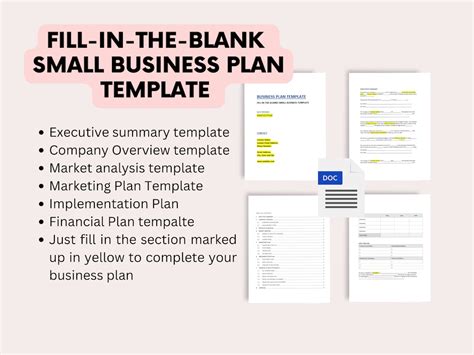 Business Plan Template Word Fill In The Blank Business Plan For Small