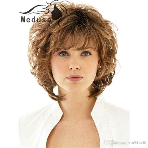 Curly mid length bob with bangs. Gorgeously Shag Hairstyles Synthetic Wavy Pastel Wigs For ...