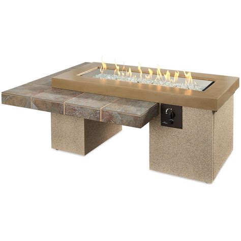 The Outdoor Greatroom Company Uptown 64 Inch Linear Propane Gas Fire Pit Table With 42 Inch