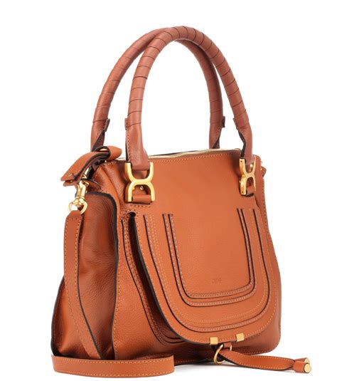 Chloé Marcie Medium Leather Shoulder Bag In Tan Brown Lyst