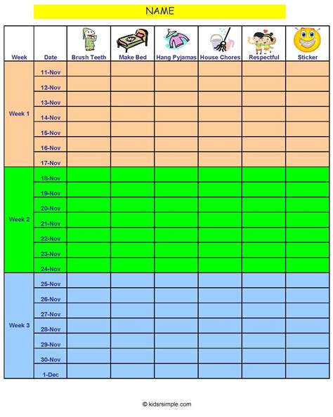 Kids Daily Routine Chart