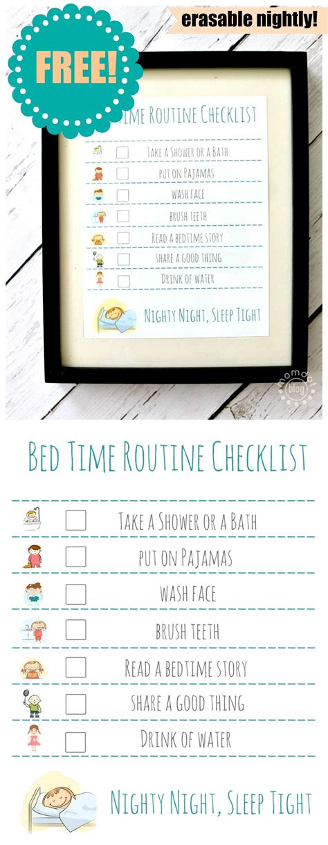 Bedtime Routine Free Printable Erase Nightly To Keep On Task For Bed