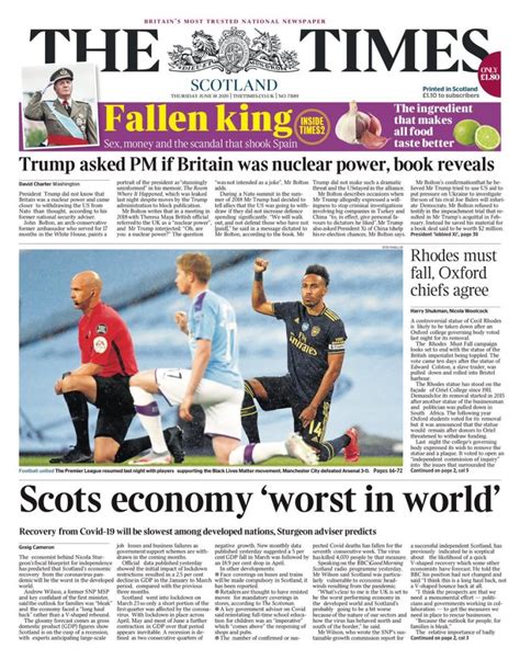 times front page 18th of june 2020 tomorrow s papers today