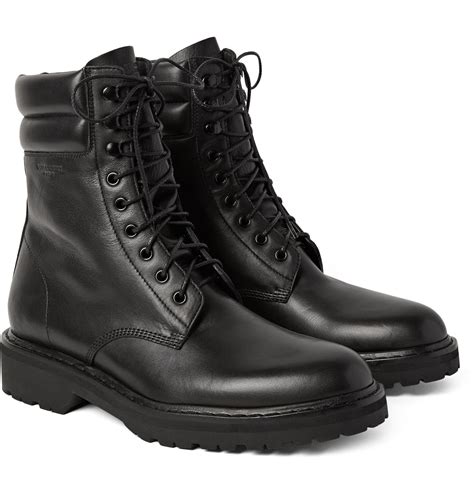 Saint Laurent Leather Combat Boots In Black For Men Lyst
