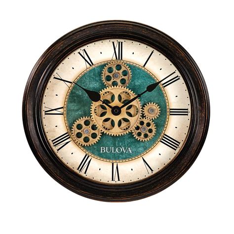 Bulova Traditional 128 In Wall Clock With Black Metal Case And