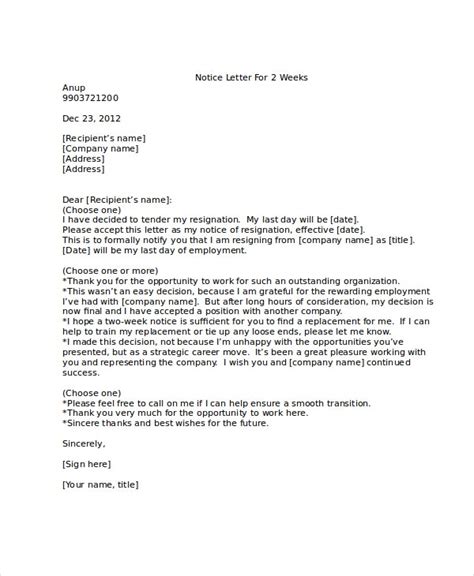 weeks notice letter examples  google docs ms word apple