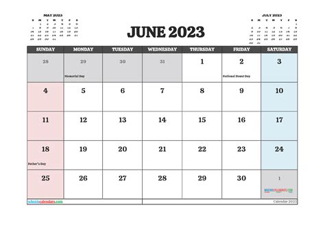 Printable June 2023 Calendar Free 12 Templates