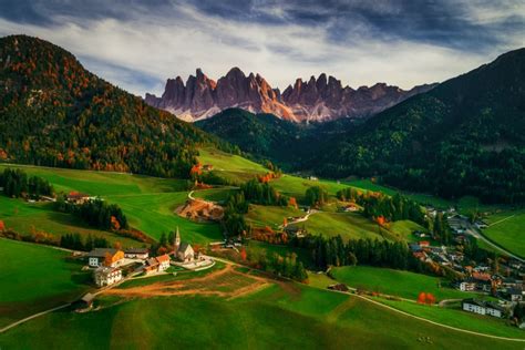 Santa Maddalena Village In Front Of The Geisler Or Odle Dolomites Group