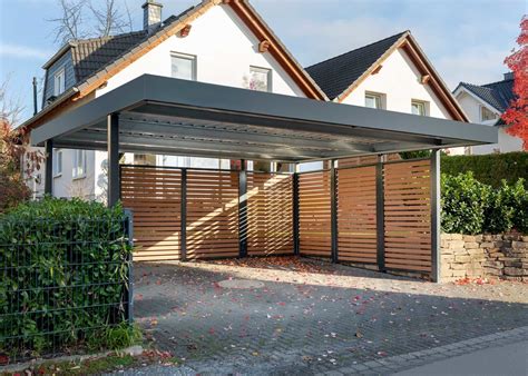 Myport Double Carport With Wooden Wall Panels In 2020 Double Carport