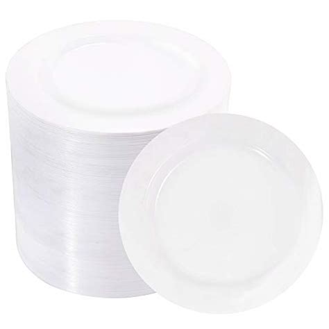 Bucla 100pieces White Plastic Plates 625inch Disposable Saladdessert