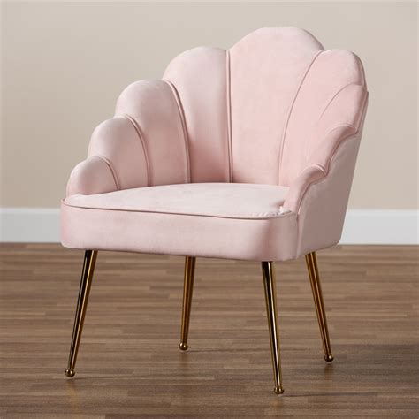 Fabulously chic from any angle, this velvet & gold stainless steel frame chair will no doubt dazzle in any room. Baxton Studio Cinzia Velvet and Gold Finish Seashell ...