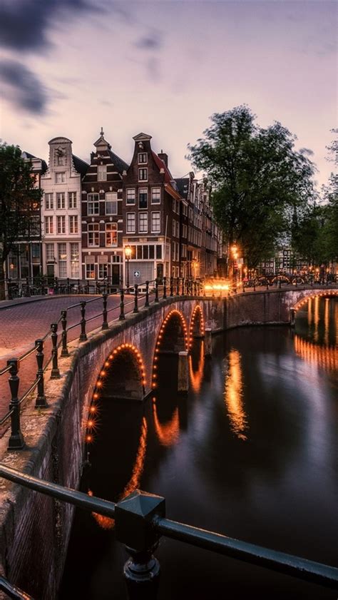 Free Download Amsterdam Netherlands Bridge River Lights City Night
