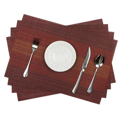 Pauwer Placemats Set Of 8 For Dining Table Washable Woven Vinyl