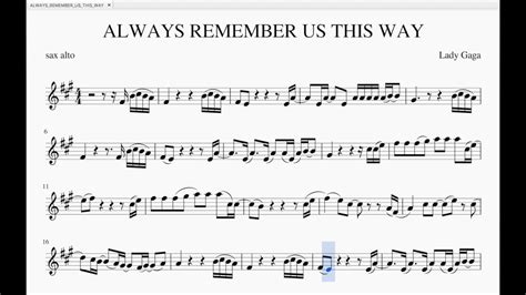 Lady Gaga Always Remember Us This Way Alto Sax Backing Track Youtube