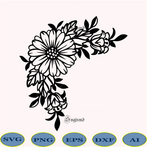 Flowers frame SVG cut file, Daisy flower SVG, Floral frame SVG png