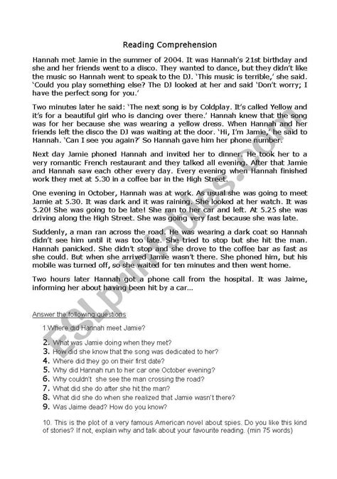 Reading Comprehension Past Continuous Esl Worksheet By Arearea