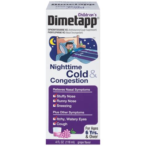 Buy Childrens Dimetapp Nighttime Cold And Congestion Stuffy Nose Runny