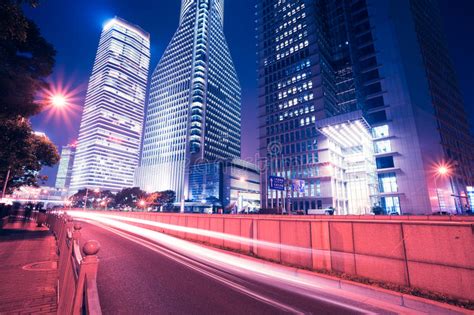 Shanghai Skyline At Night Stock Photo Image Of Blurred 31265042